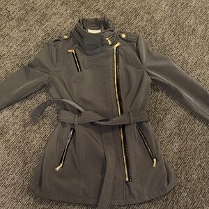 Michael Kors Charcoal Gray Utility Jacket with Gold Hardware